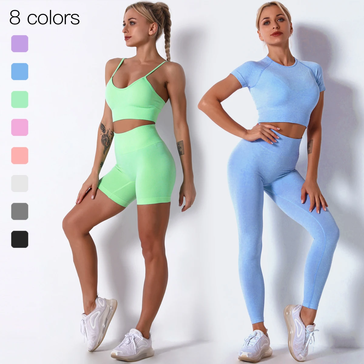 

Women Fitness Yoga Sets Newest Bra+Leggings Seamless Sports Suits High Waist GYM Fitness Pants Sportswear Workout