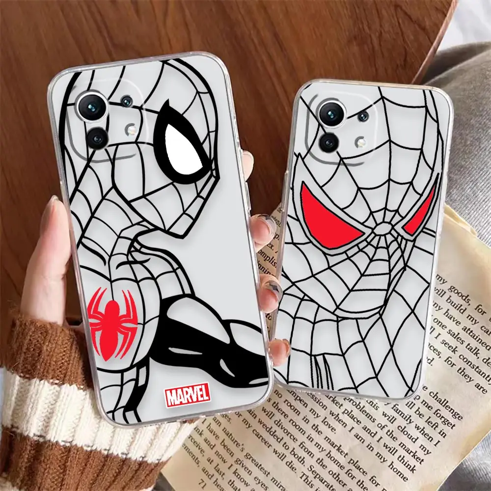 

Transparent Clear Phone Case For Xiaomi 13 12 12X 11 11T 10 10S 9SE 9 8 6X Case Funda Coque Shell Cover Marvel Spider-Man Comics