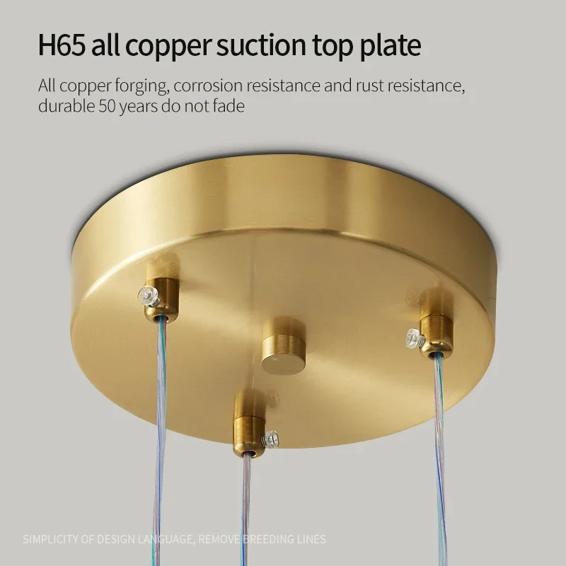 Люстра для столовой в стиле модерн дизайнерская медная лампа бара простой