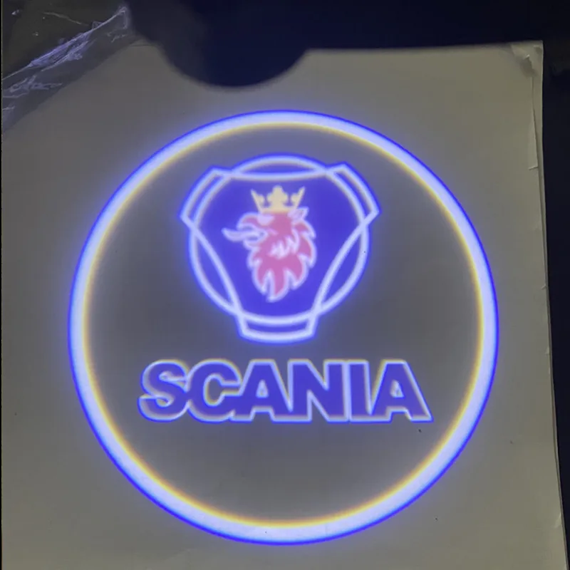 

2PCS LED Car Door Light Lamps For Tamiya Scania R620 R470 Scania Logo Laser Courtesy Shadow Light Interior Light Accessories