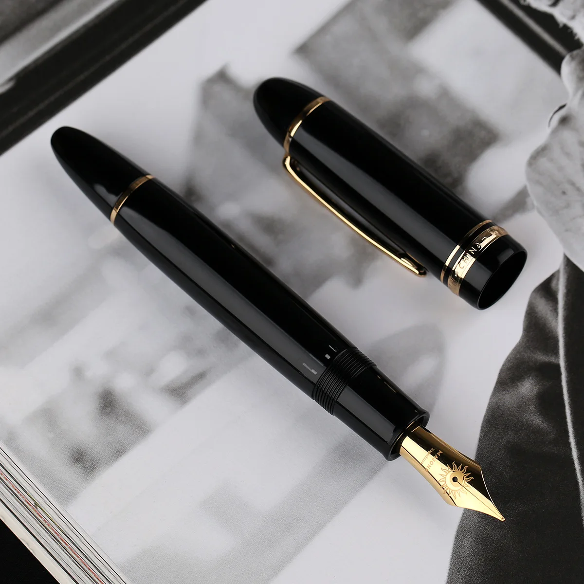 Ручка MAJOHN Final Craftsman P141, металлический медный поршень, поглощение чернил 8 #   40 солнечных наконечников, двухцветных наконечников ручки, легкий корпус ручки из смолы