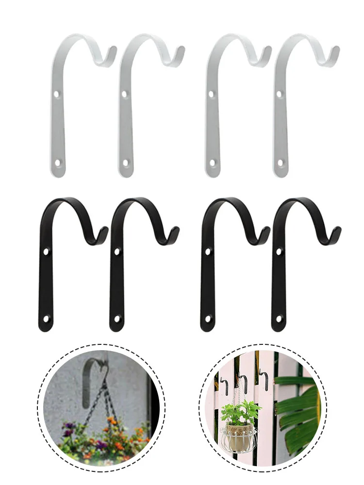 

4pcs Bending S Shape Wall Hanging Flower Pot Support Iron Hanger Plants Holder Bracket Hook For Flower Pot Bird Feeder
