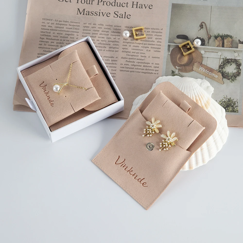 Wholesale Custom Logo Mini Velvet Suede Microfiber Jewelry Gift Pouch Packaging Organizer Bag With Earring Necklace Cards Pads