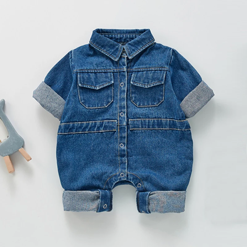 Spring Autumn Newborn Boys Girls Cowboy Broken Hole Jumpsuits Clothes Baby Long Sleeve Rompers Children | Детская одежда и обувь