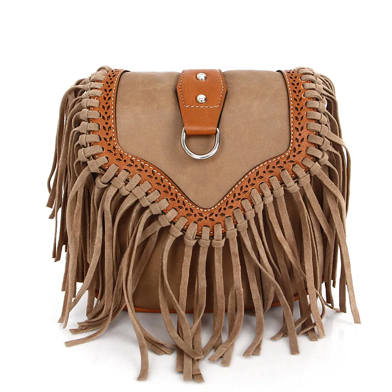 

Bohemian Tassel Messenger Bag Mori Women's Bag European and American New Fashion Retro Shoulder Bag Scrub Small Bag