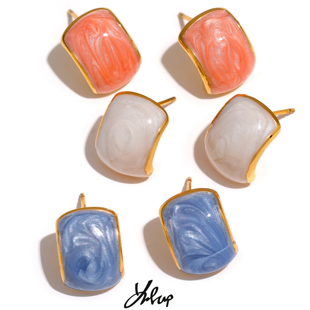 

Серьги-гвоздики из нержавеющей стали ярко-розового, голубого и белого цветов