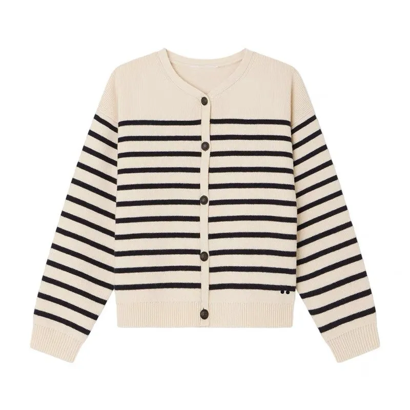 

Одежда для маленьких девочек, зимние свитера, вязаный свитер в полоску, кардиган с вышивкой в виде вишни