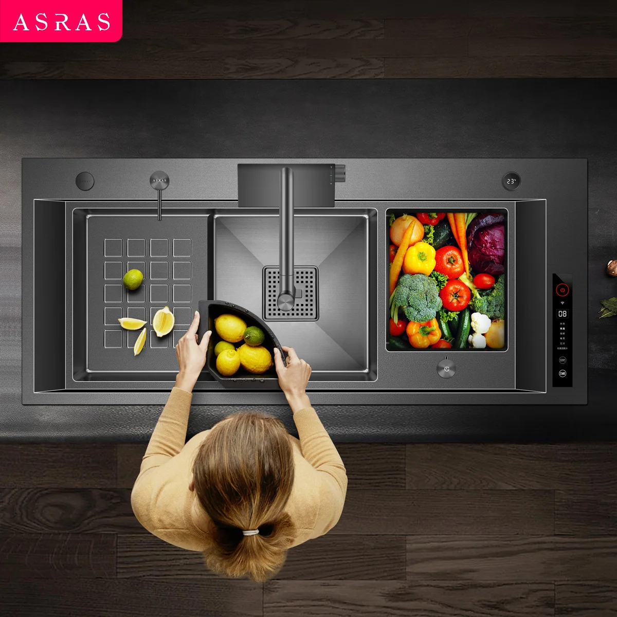 Кухонная мойка ASRAS для очистки ингредиентов многофункциональный смеситель