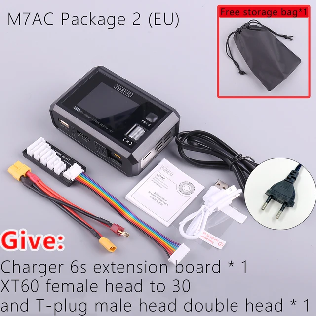 ToolkitRC M7AC + XT60 female to XT30/T-plug male adapter