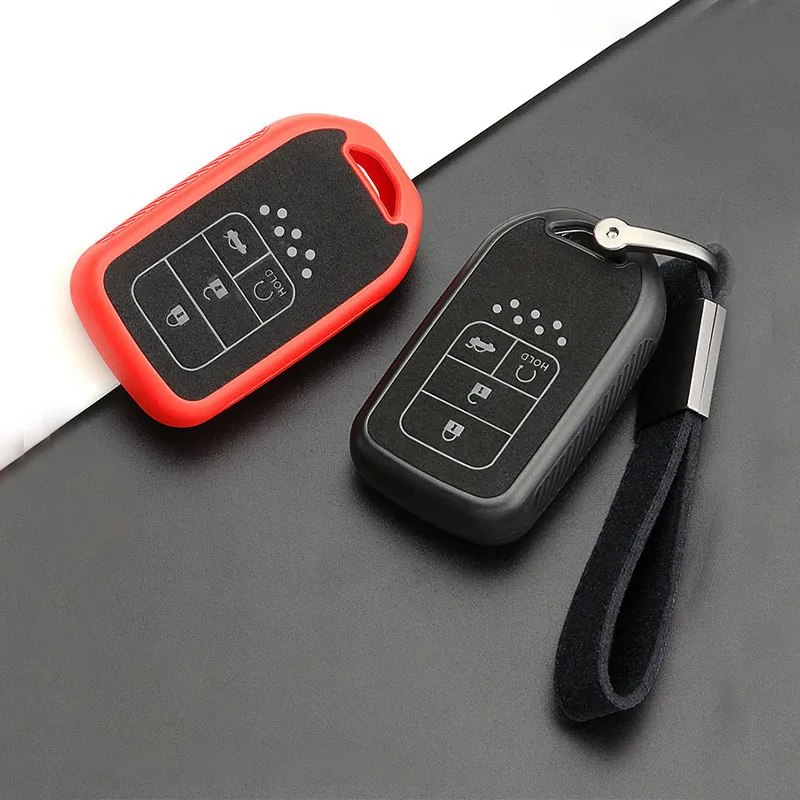 

Suede Leather Car Key Case Cover Shell For Honda CRV CR-V Fit Civic Accord HR-V HRV City Odyssey XR-V Lucky Vezel Jazz BRV Jade