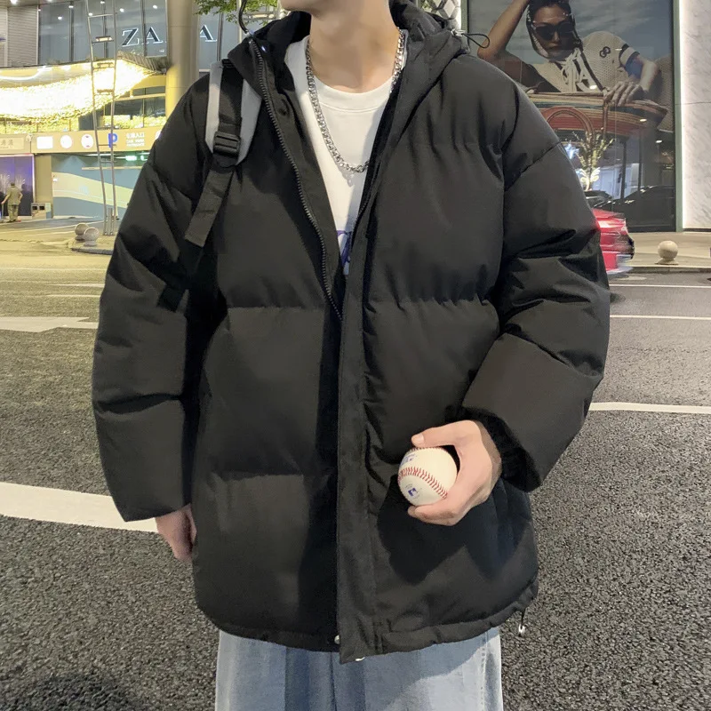 

Мужской утепленный пуховик с капюшоном, однотонное пальто с большой зарядкой, теплая свободная Молодежная рубашка в японском стиле, зима 2023