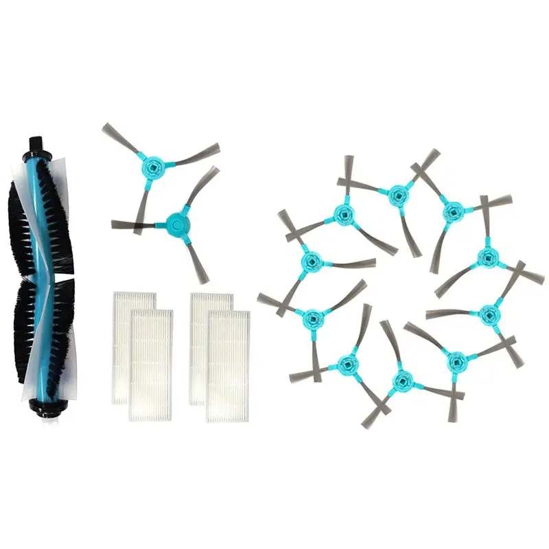 

10Pcs Side Brushes & 1 Set Robot Vacuum Cleaner Filter Main Brush Side Brushes Mop Cleaner Parts Accessories