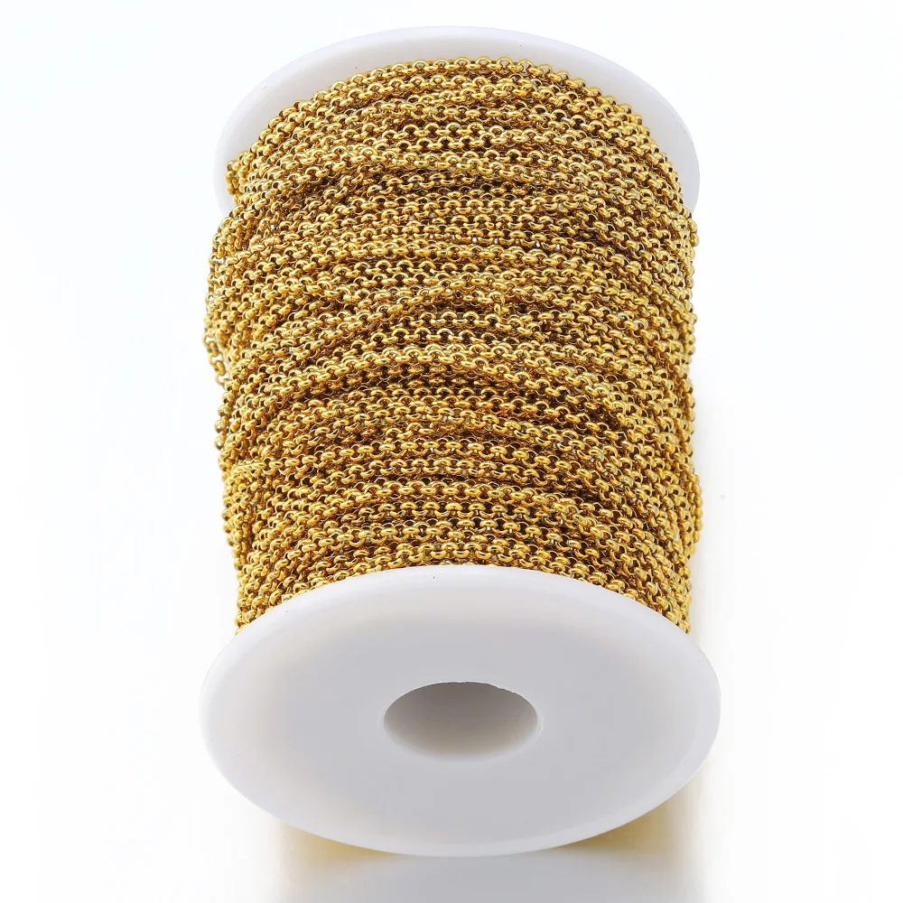 Цепочка из нержавеющей стали золотого цвета длинной 1 метр для браслета и