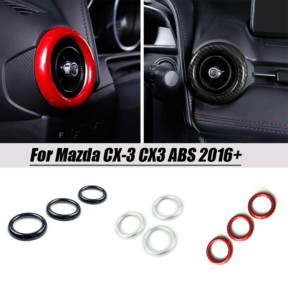 

ABS карбон/красный для Mazda CX-3 CX3 2016 2017 2018 рамка для автомобильного кондиционера, крышка панели, отделка, 3 шт., аксессуары для стайлинга автомобиля