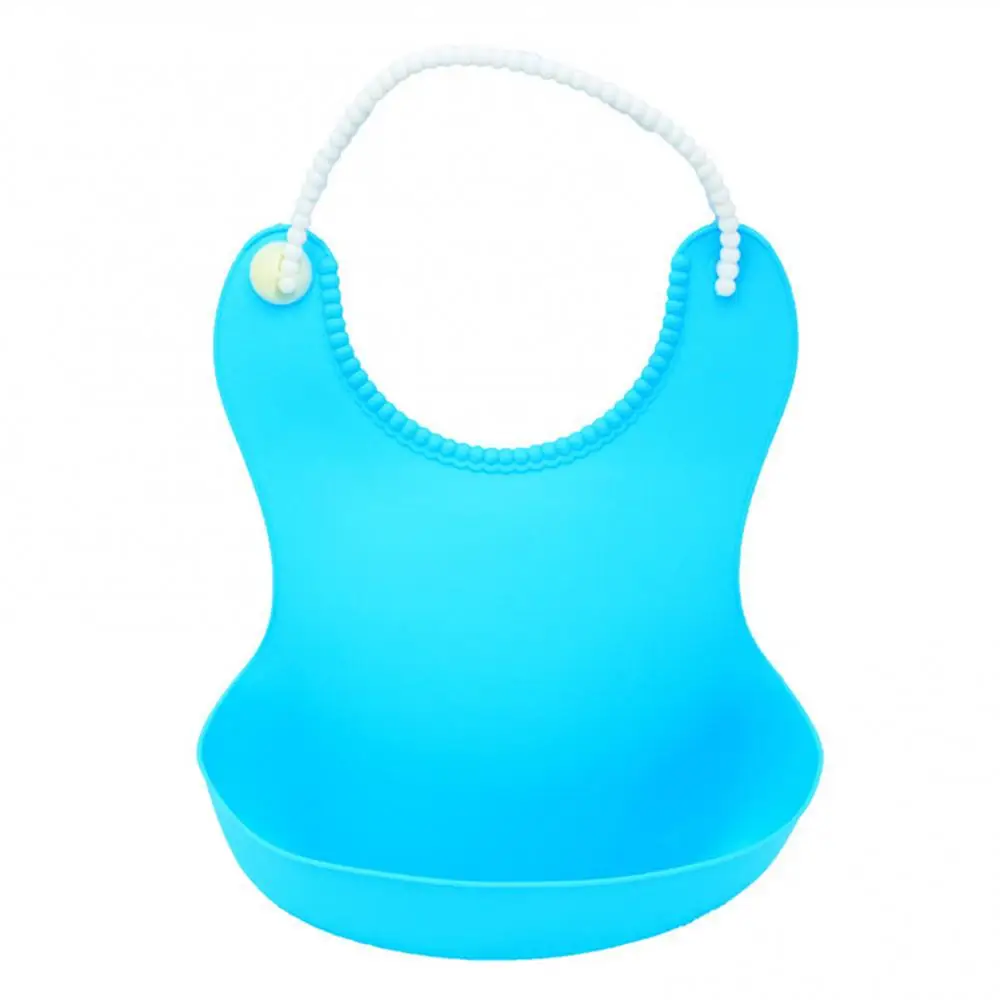 

Baby Cute Solid Color Leak-Proof Silicone Drinking Eating Bib Feeding Apron Infant Burp Cloths Easy to Clean Practical Bibs