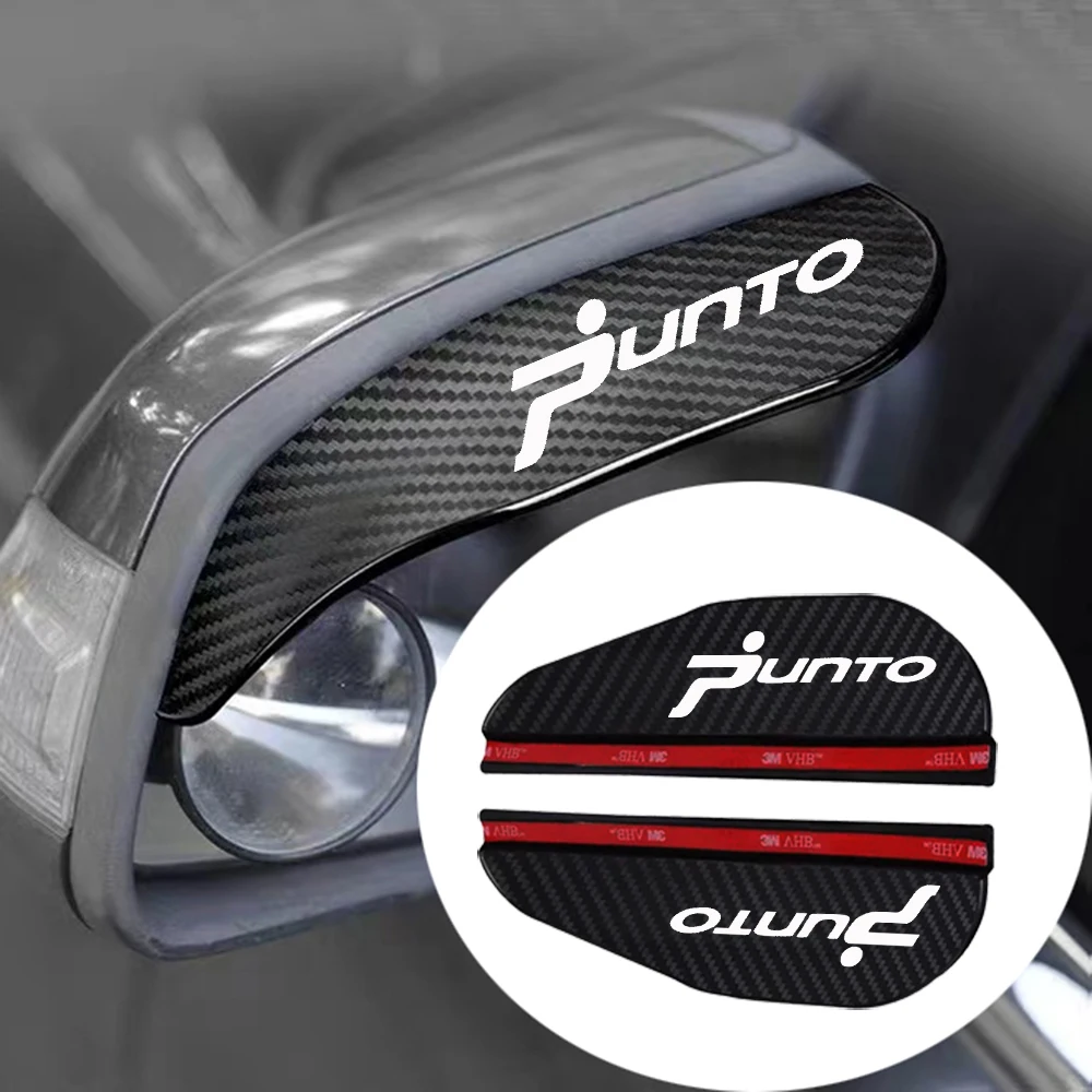 

2x Car Rearview Mirror Rain Eyebrow Protector Rain Sticker for FIAT Punto Logo Weatherstrip Car Accessories