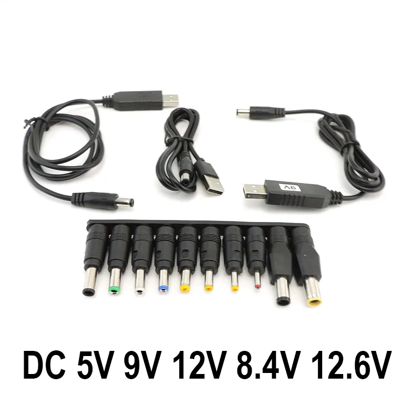 

10 Dc male power jack plug USB boost line DC 5V to 9V 8.4V 12V Step UP Module USB Converter connector Adapter charging Cable p1