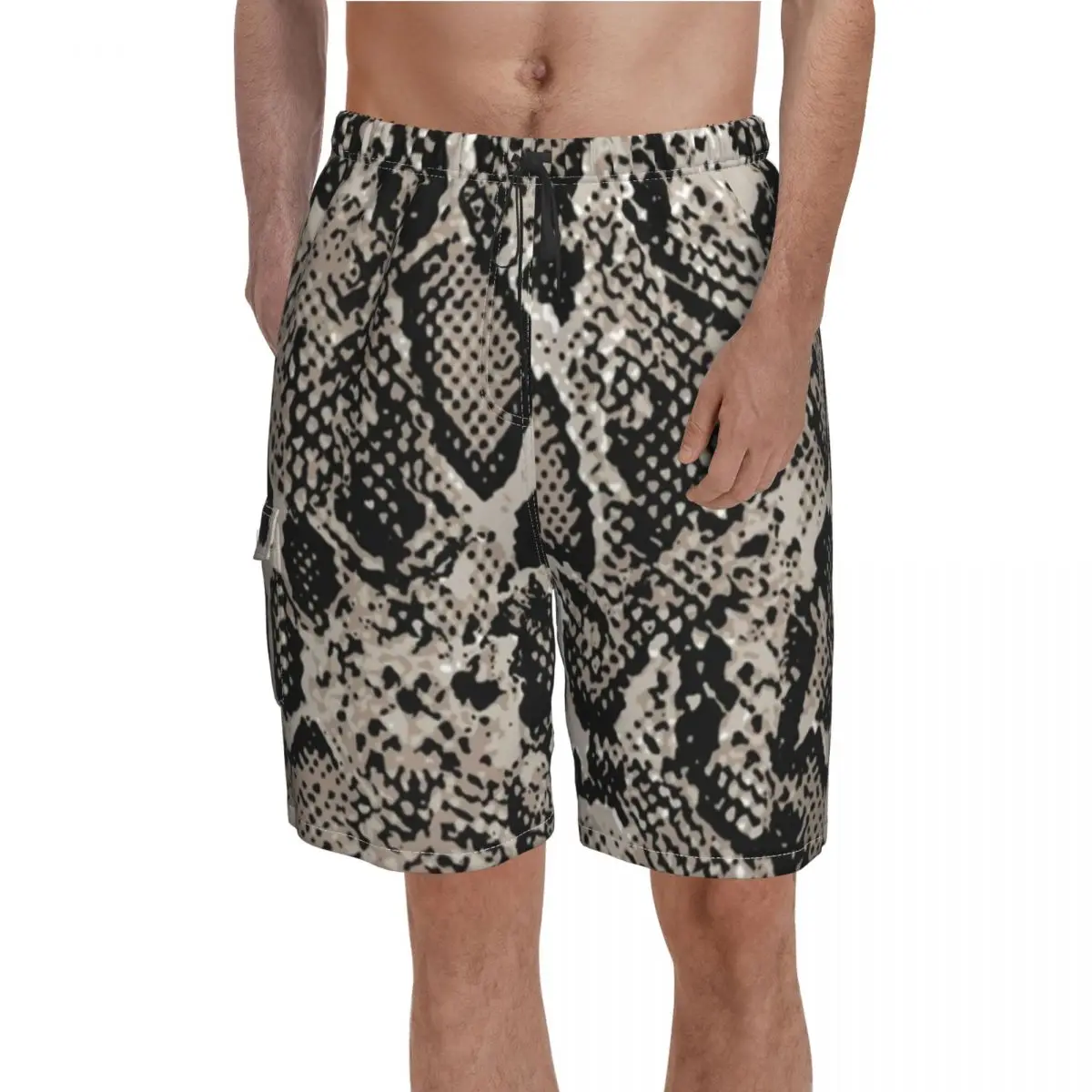 

Python Snakeskin Board Shorts Snake Scale Texture Print Beach Short Pants Hot Men's Pattern Customs Swimming Trunks Plus Size