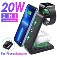 20w wireless charging stand 3 in 1 wireless chargers dock station for apple watch 6 se 5 4 3 2 airpods 2pro iphone 1313 pro