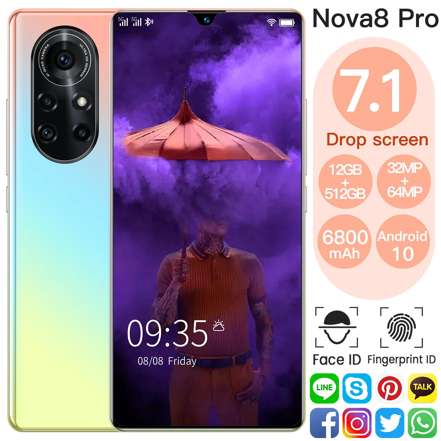 

Смартфон Android, 6800 мАч, 7,3 дюйма, 512 ГБ, две SIM-карты