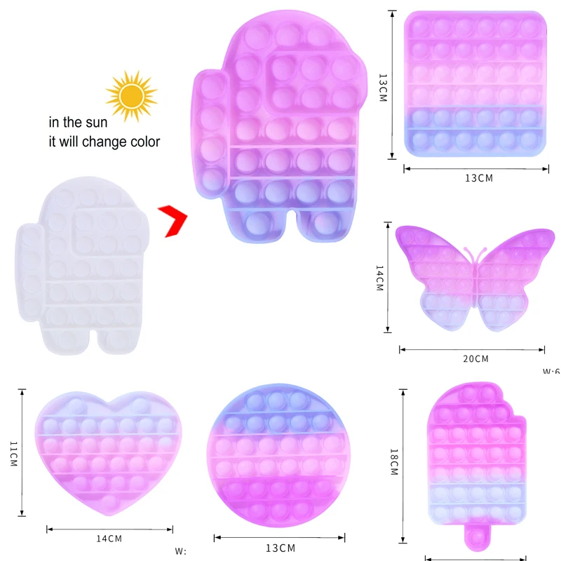

Popping Fidget Toys Desktop UV Discolor Its Silicone Anti stress Photochromic Color Change Discoloration Children birthday gifts