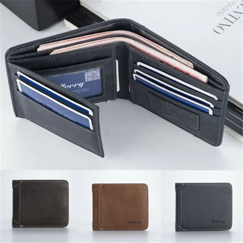 New Men's Wallet Leather Billfold Slim Hipster Cowhide Holders Coin Purses Luxury Business Foldable Wallet Gift for Male