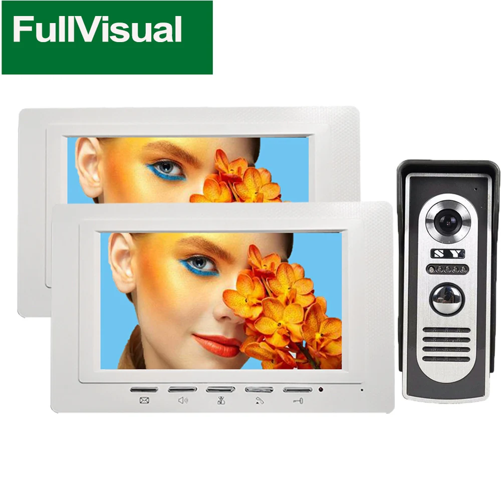 Fullvisual 7 Inch Wired Video Doorbell Door Phone Intercom System Multiple Talk Unlock Monitoring Door Release For Villa House