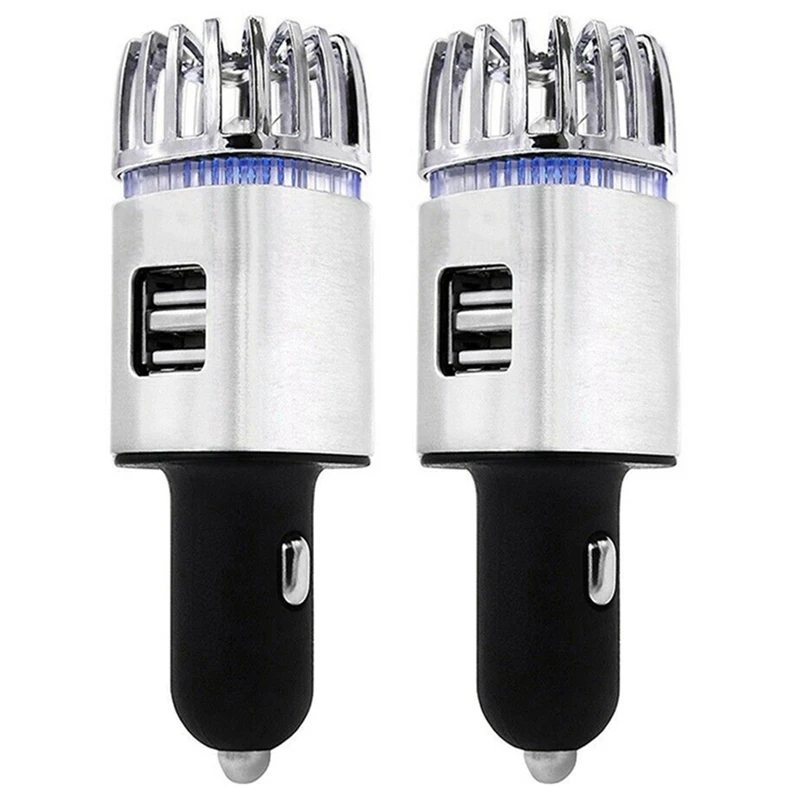 

2X New 2 In 1 Car 2 USB Fresh Air Ionic Purifier Oxygen Bar Ozone Ionizer