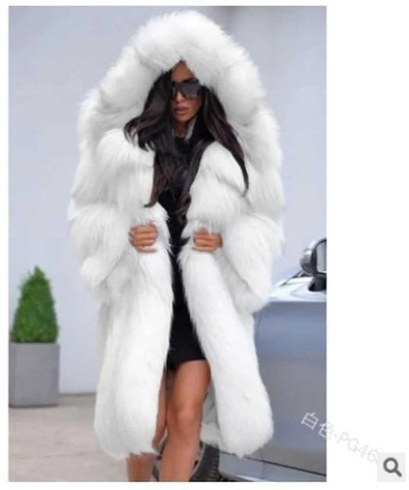 Winter 2022 Fashion High-grade Wool Collar Medium and Long Womens Fur Coat Hat Collar Hooded Warm Fur Coat Women