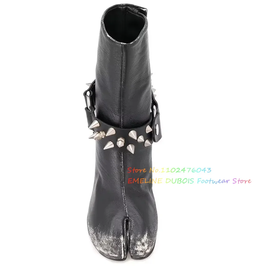 Ботинки в стиле панк-Tabi с металлическими заклепками и цепочкой винтажном