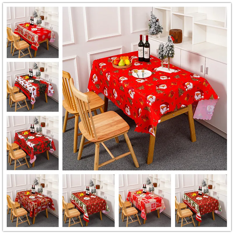 

Christmas Cartoon Printed Polyester Tablecloth for Home Dining Table Cover Decoration New Year Xmas Decor Christmas Table Cloth