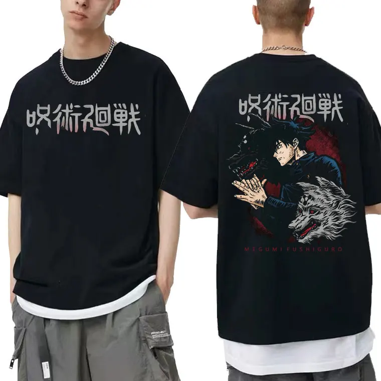 

Manga Men Women Short Sleeve T Shirt Men's Tees Tops Anime Cartoon Jujutsu Kaisen Megumi Fushiguro Double Sided Print T-shirts
