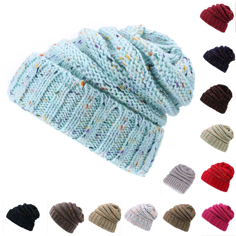 

CN New Autumn Winter Beanies Knitted Hats For Women Girl 'S Hat Knitted Beanies Cap Hat Thick Women'S Skullies Beanies