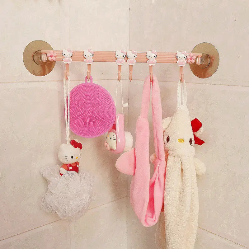 

Мультяшный крючок Hello Kitty для ванной комнаты, милый мультяшный крючок без маркировки для ванной, кухни, ванной, настенный крючок