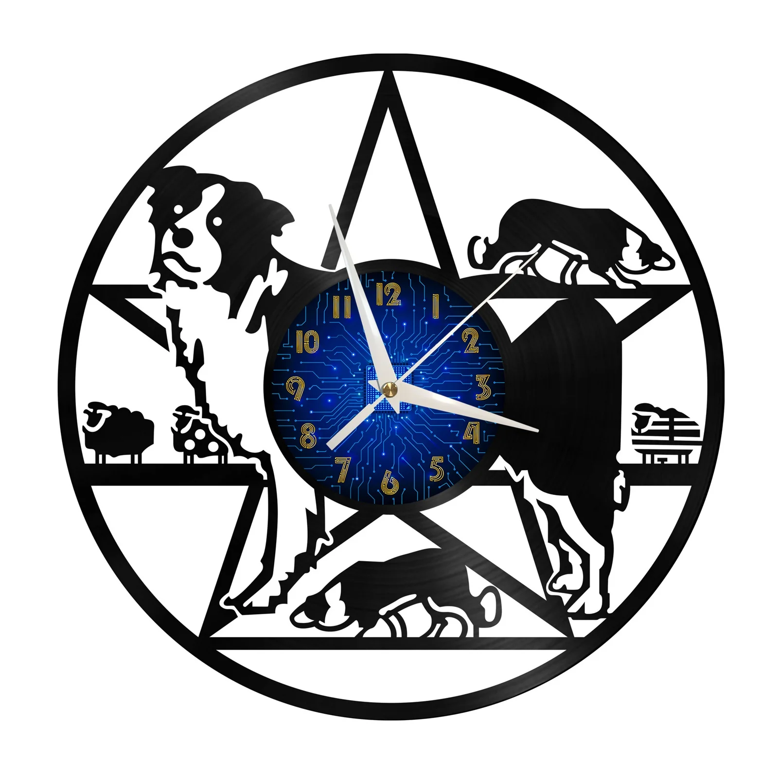 

Shepherd dog Vinyl Record Wall Clock for Kitchen Wall Decor Wall Art