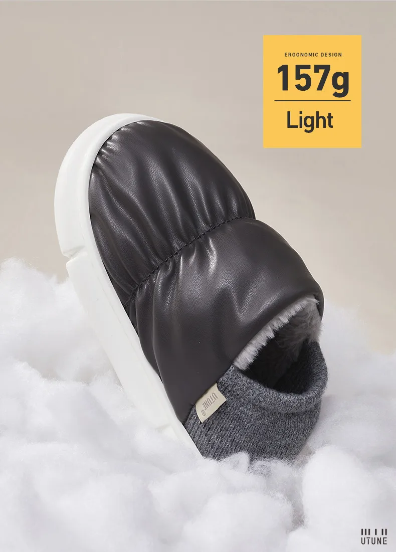 

Тапочки женские зимние на толстой нескользящей подошве, из экокожи