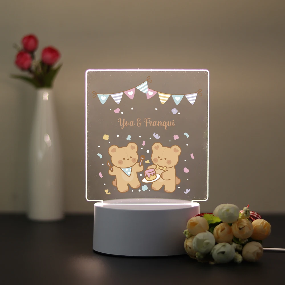 Персонализированный пользовательский медведь Красота 3D светодиодный ночник