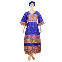 hd dashiki african dresses for women bazin riche fabrics 2022 evening party ladies embroidery dresses maxi dress with turbans