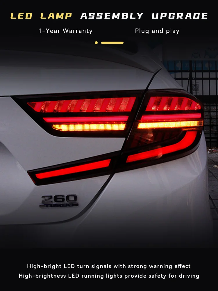 Фото Автомобильные фары для Honda Accord G10 2018-2023, обновленный задний фонарь, полностью светодиодный DRL, модифицированный тормозной сигнальный фонарь, инструменты, аксессуары №4