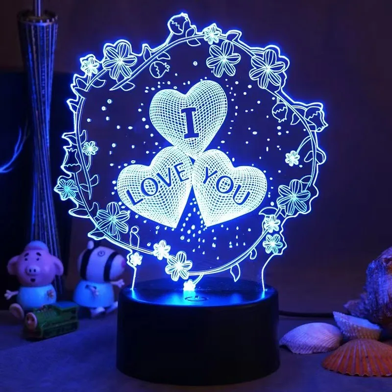 

Night Light 3D I Love You Colorful LED Lights Marriage Proposal Decoration Romantic Lamp Valentine's Day Wedding Gift for Lover