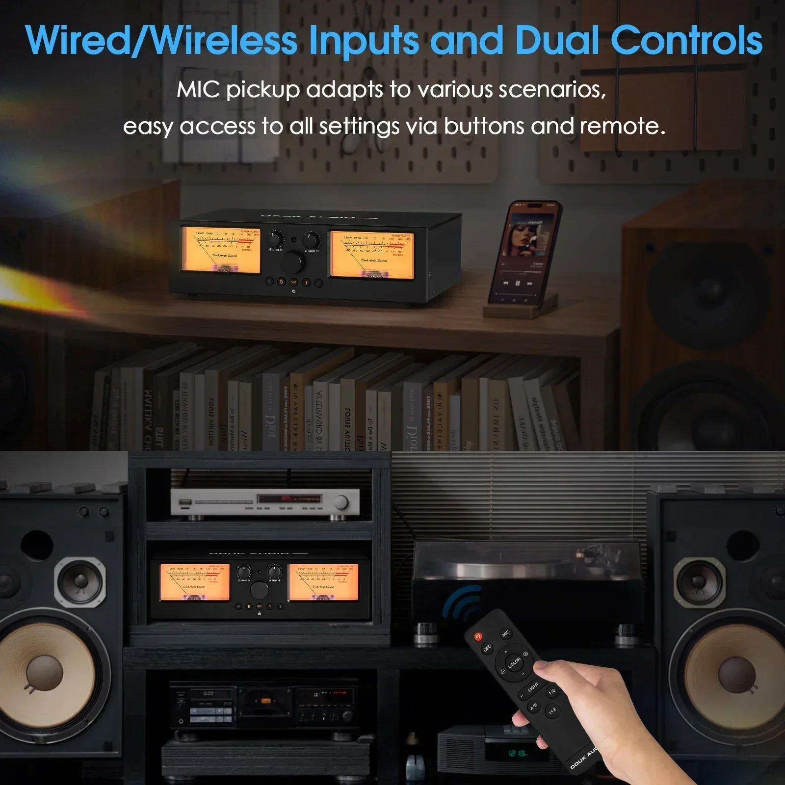 Douk Audio VU3PRO 2-IN-2-OUT Переключатель Усилитель/селектор динамиков с VU-метром