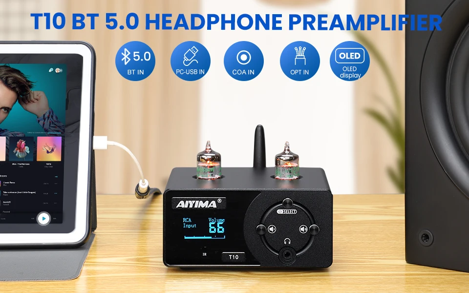 AIYIMA аудио T10 декодер Bluetooth QCC3031Tube предусилитель для наушников RCA PC-USB Atpx Оптическое