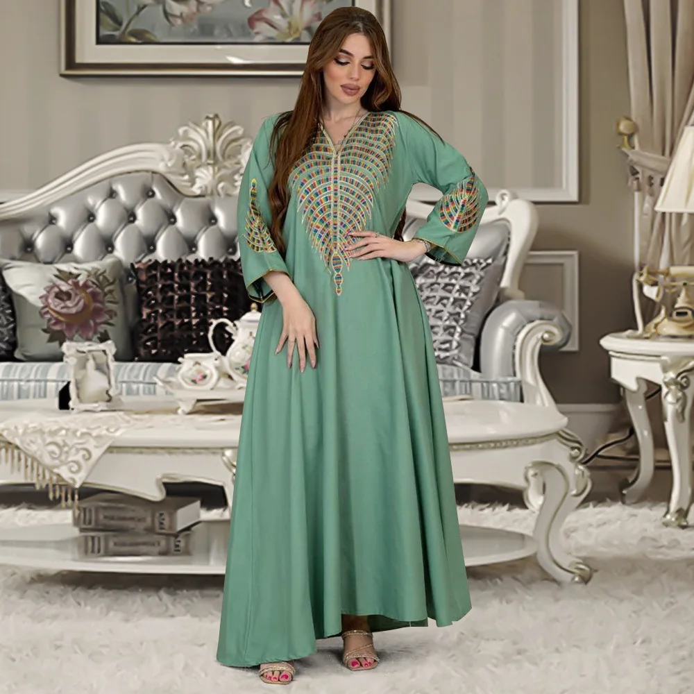 

RDMQ 2023 Dresses Embroidered Robe Dress Arab Women Eid Muslim Ramadan Abayas Caftan Kaftan Elegant Vestidos New Turkey Elegant