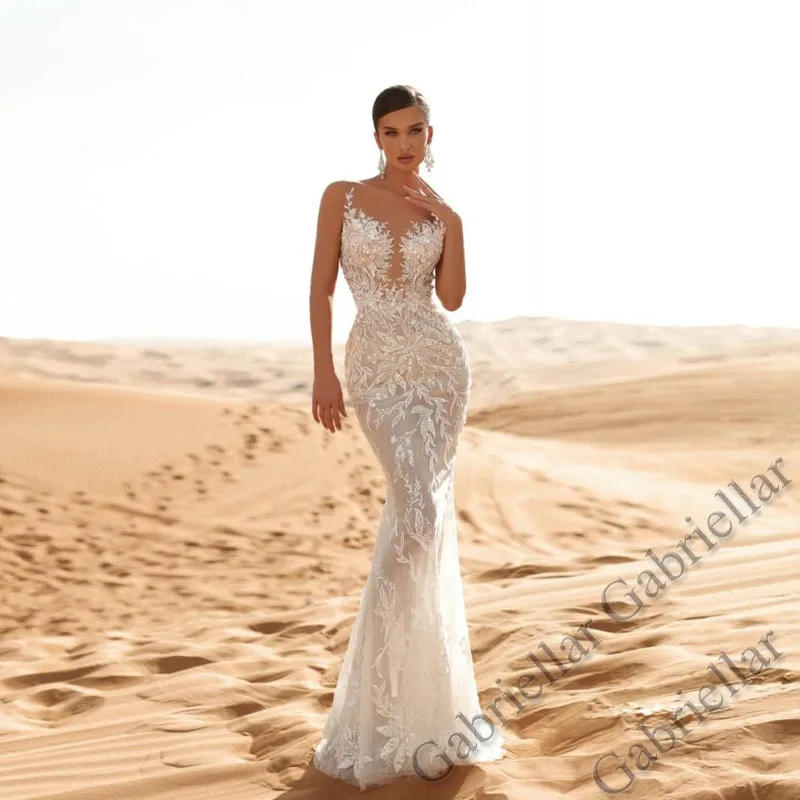 

Gabriellar Mermaid Wedding Dress SCOOP Buttons Tulle Exquisite Appliques Detachable Mopping Gown Vestido De Novia 2022 Women