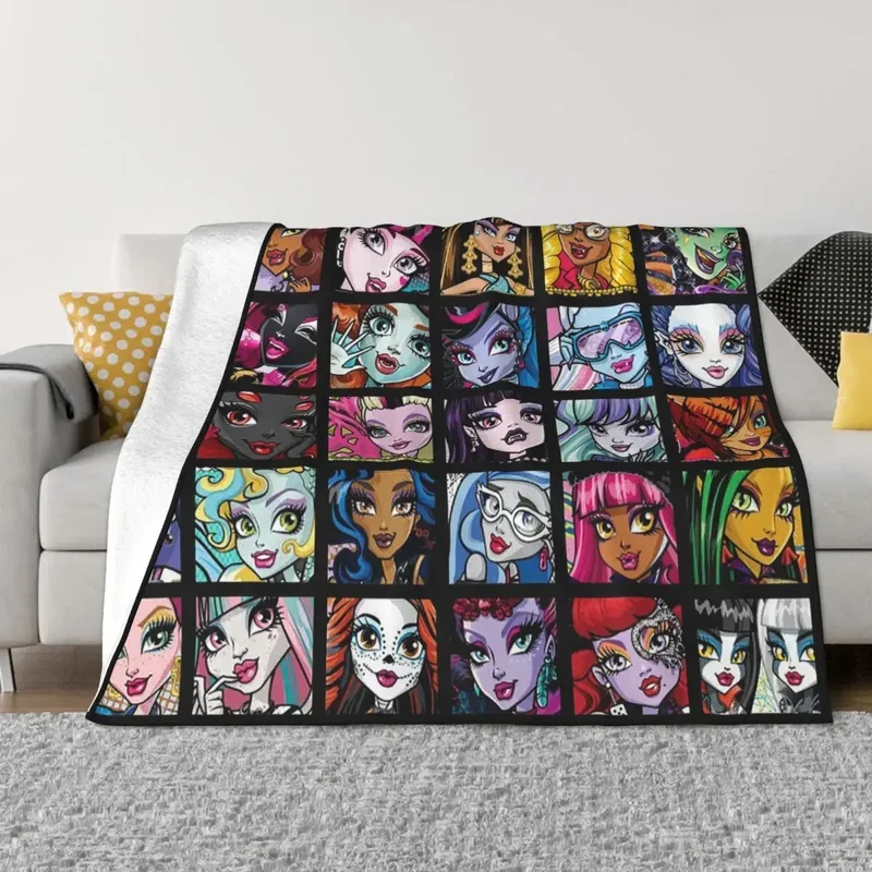 Одеяло с коллажем Monster High Фланелевое покрывало рисунком мягкое теплое для дома
