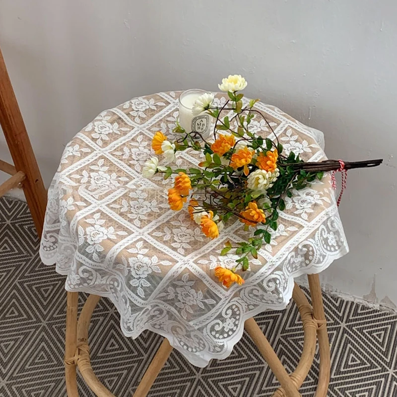 

Room For 식탁보 Dust Vintage Cabinet Cover Knitted Table Rectangular Cloth Style Tablecloth Decoration Desktop Lace European