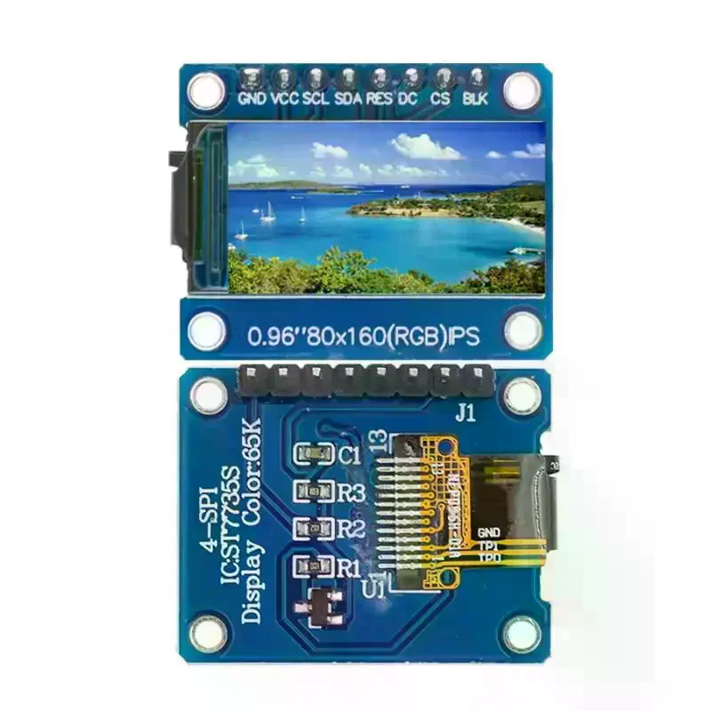 0,96-дюймовый IPS LCD TFT дисплейный модуль 160x80 HD 65K с интерфейсом SPI ST7735S 3,3В для проектов Raspberry Pi DIY (art.: 3920db1e311f3) - 3920db1e311f3