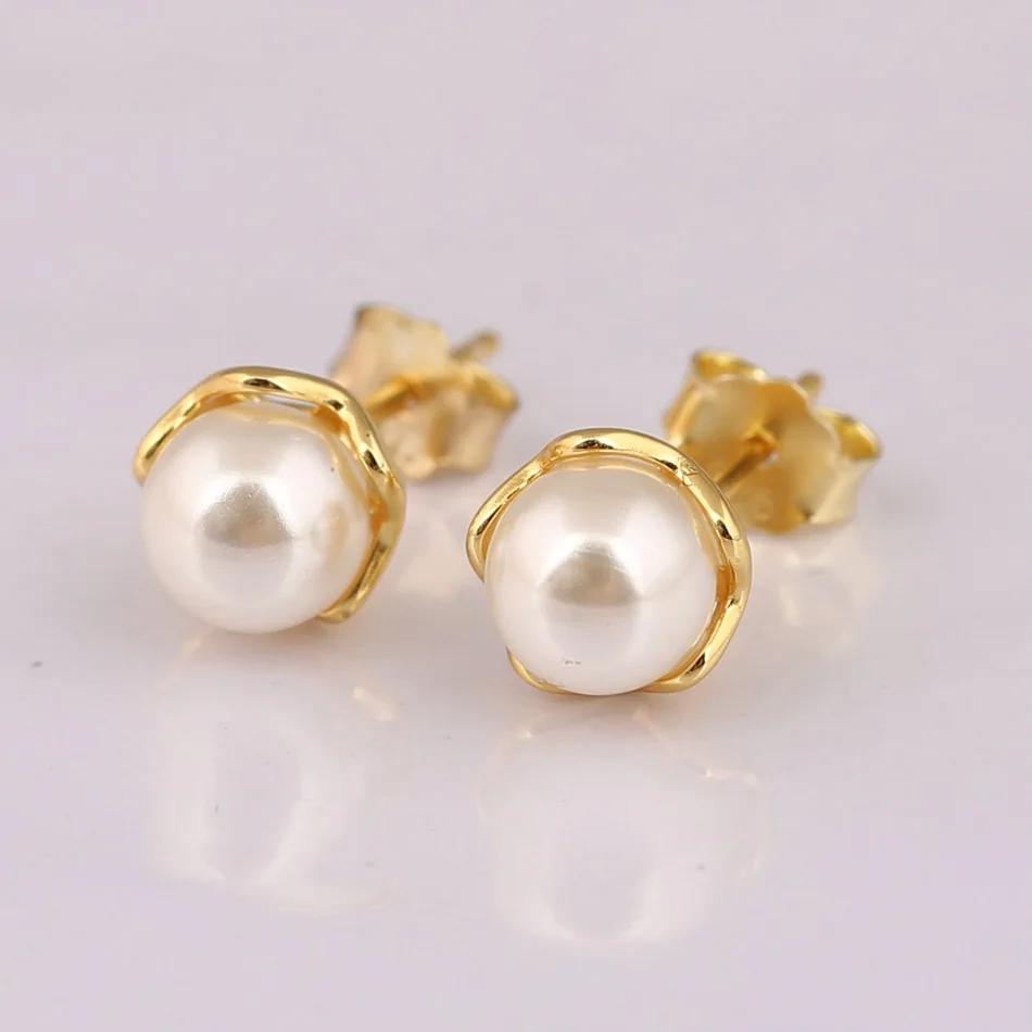 

Shine Imitation Pearl Stud Earrings Stud Earring For Women Authentic S925 Sterling Silver Jewelry Lady Girl Birthday Gift