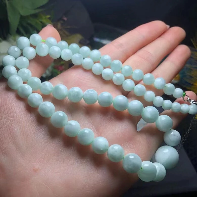 Ожерелье из натуральных зеленых ларимара с круглыми бусинами 4-10 мм Женские