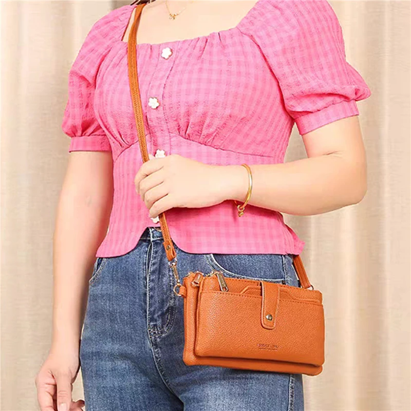 

Женские Сумки из искусственной кожи, женские многофункциональные вместительные сумки на плечо, модные сумки через плечо для дам, двухуровневые